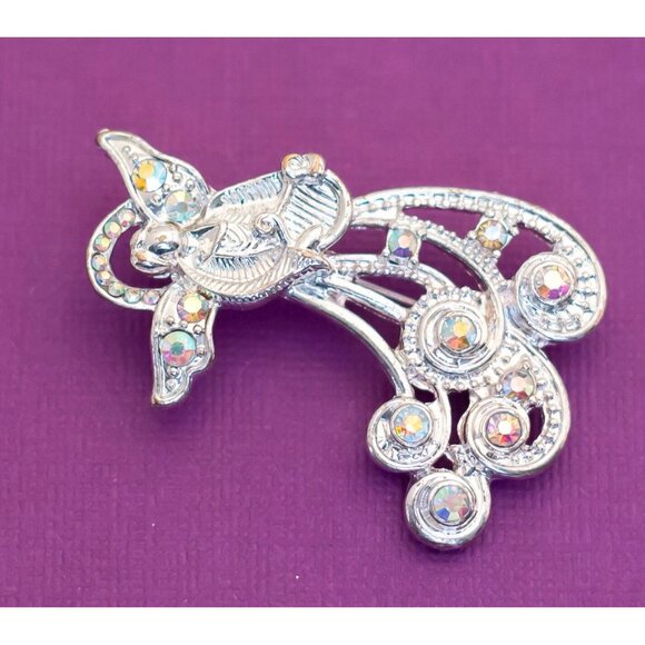 Vintage Mid Century Angel Rhinestone Silver Tone Brooch - Q9 - Picture 2 of 3